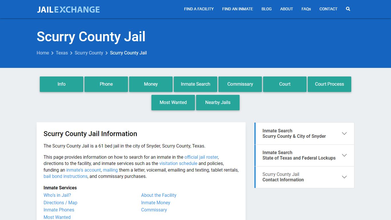 Scurry County Jail, TX Inmate Search, Information